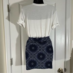 Dark Blue Bandana Print Skirt